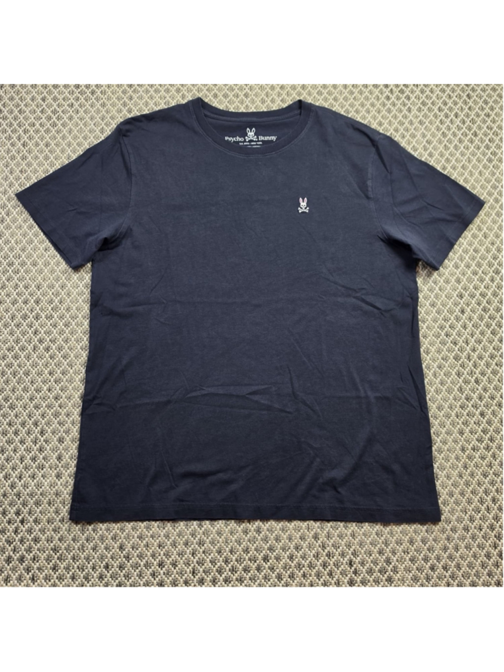 Psycho Bunny Pima Cotton T-Shirt Mens Size 6 Navy Embroidered Logo Tee Peru